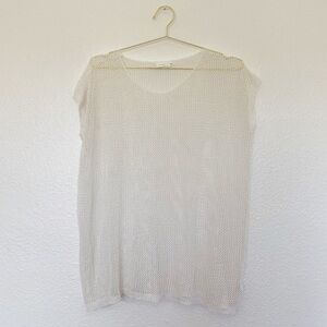 MILLAU Mesh Knit Sheer Top in Cream SZ S